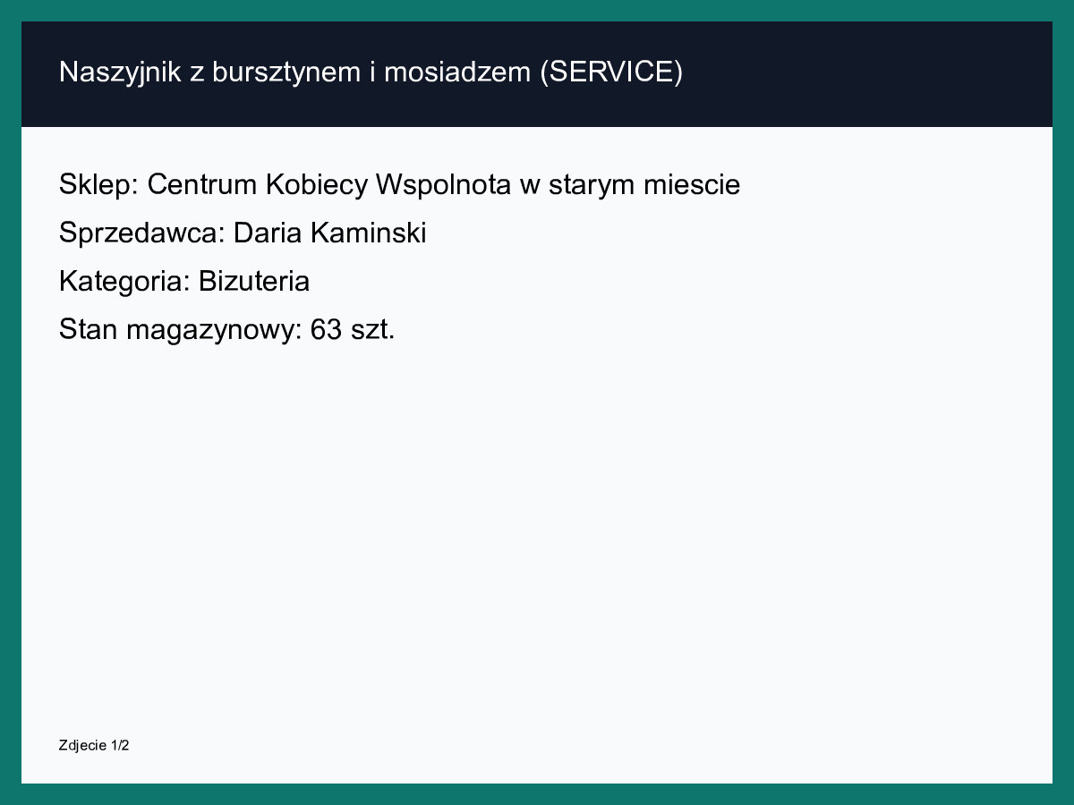 Naszyjnik z bursztynem i mosiądzem (SERVICE)