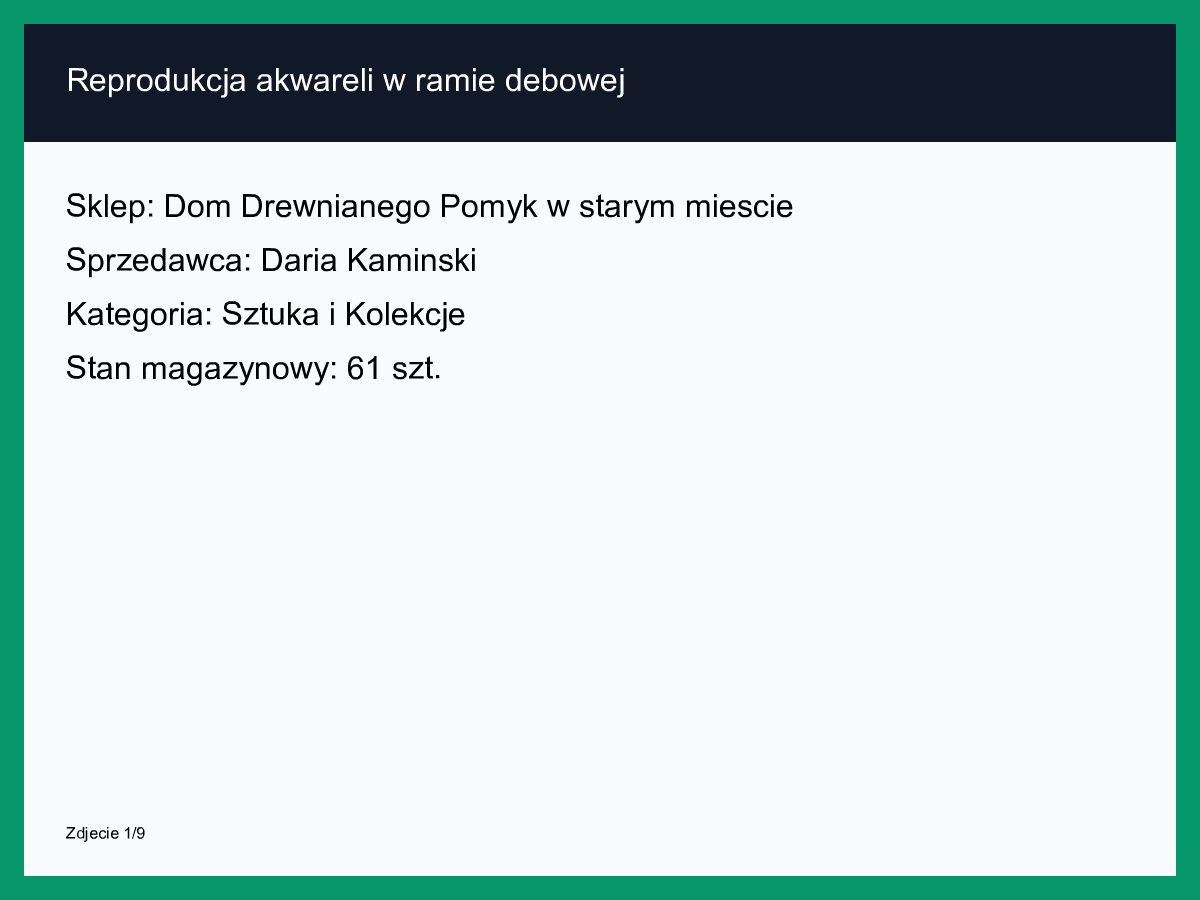 Reprodukcja akwareli w ramie dębowej