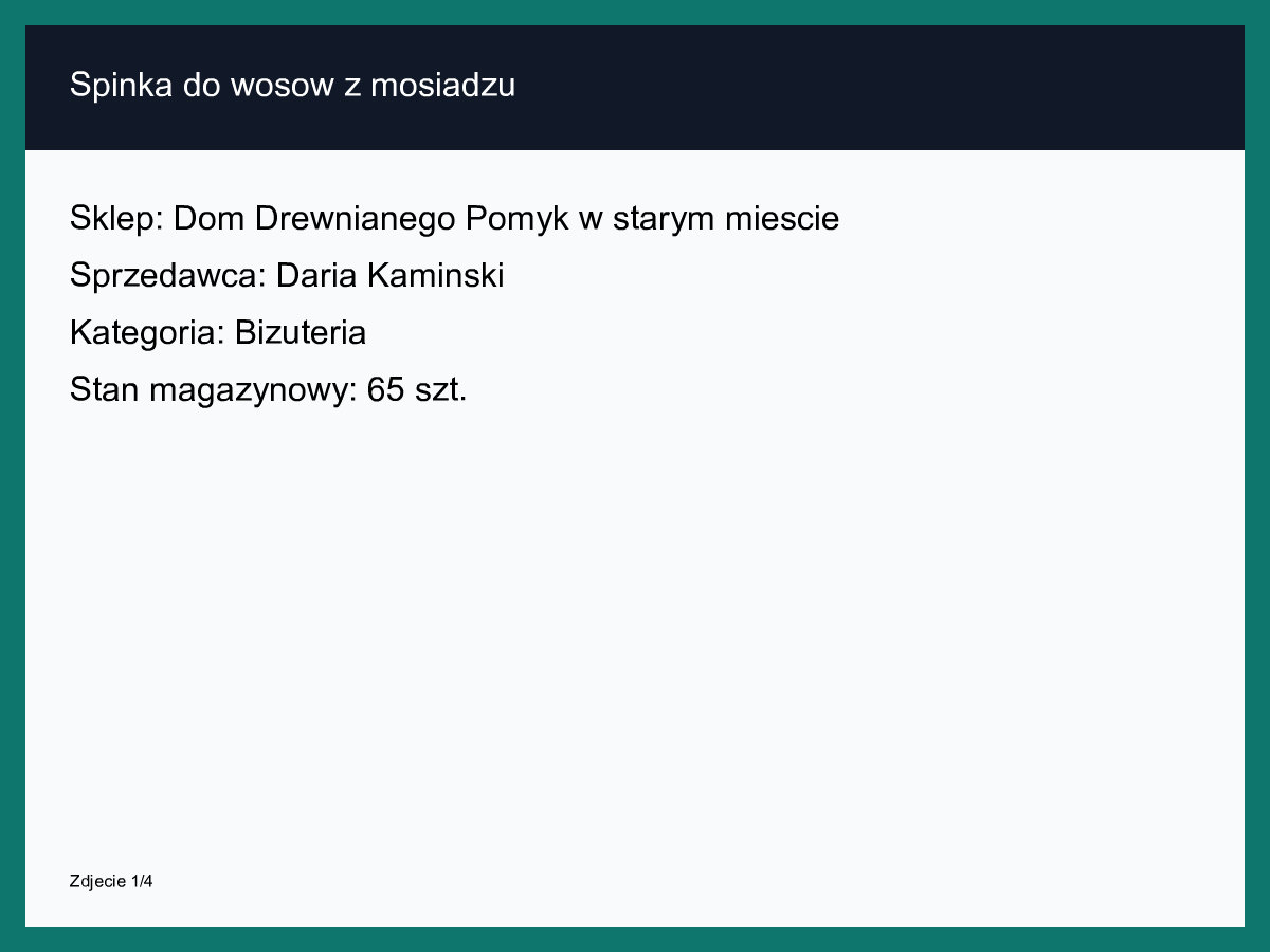 Spinka do włosów z mosiądzu