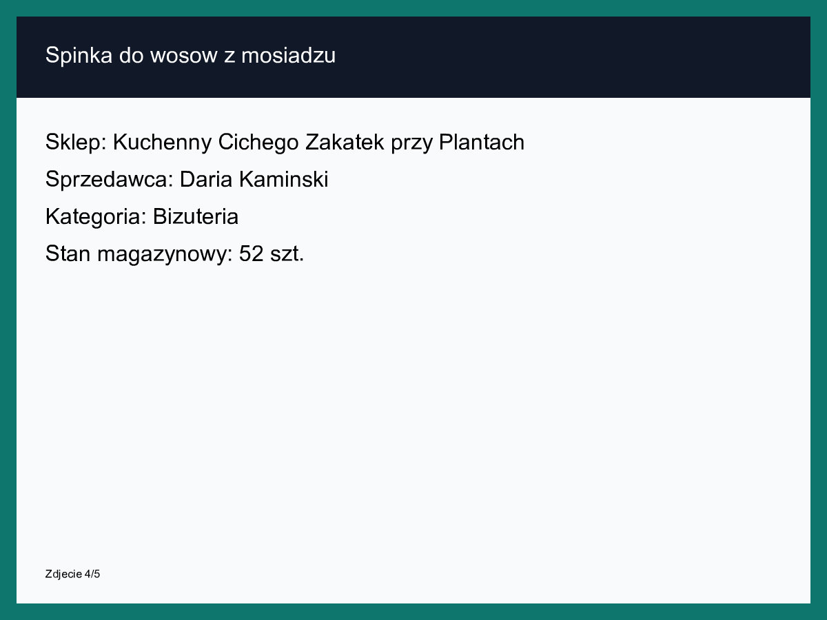 Spinka do włosów z mosiądzu