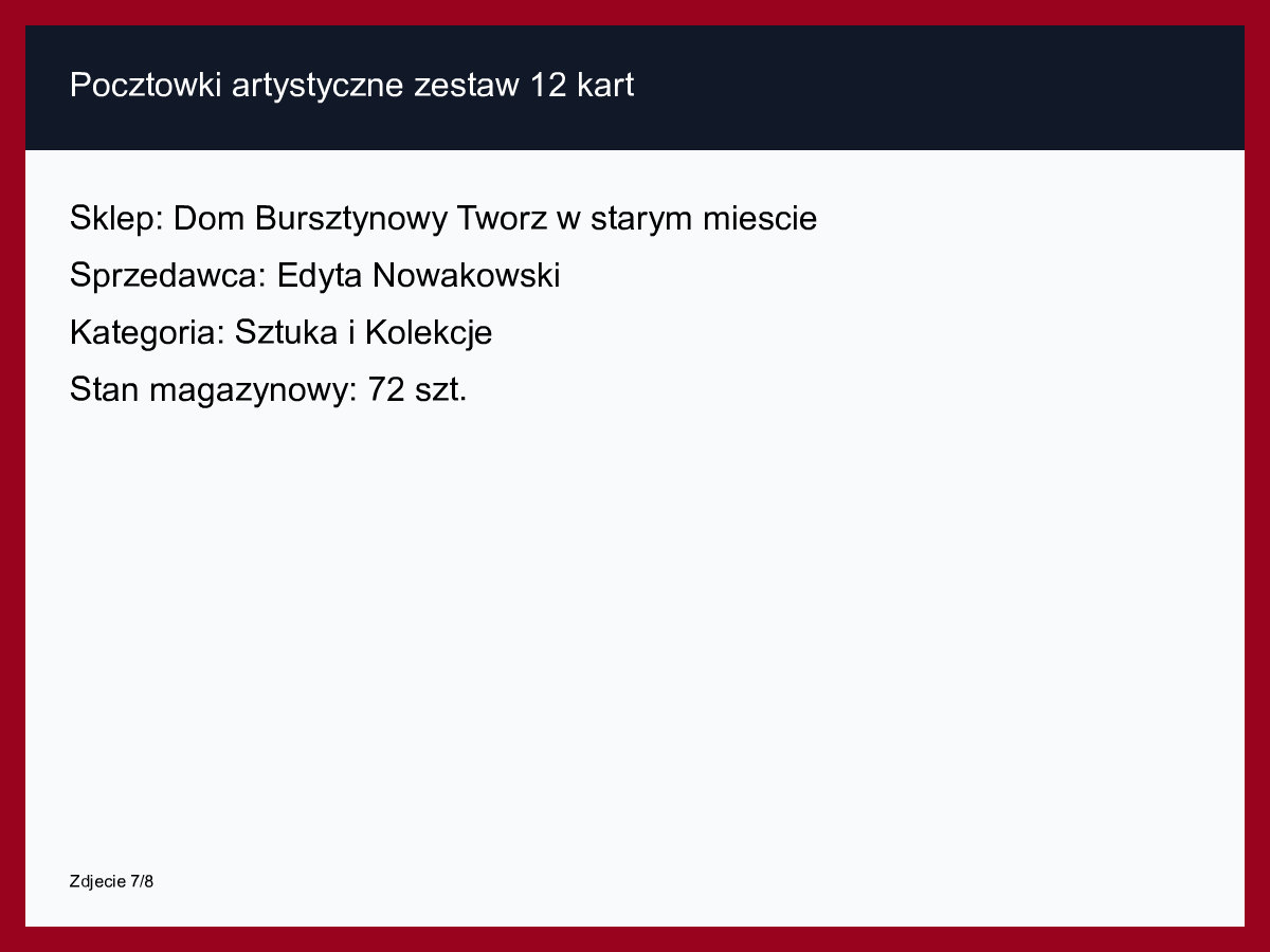 Pocztówki artystyczne zestaw 12 kart