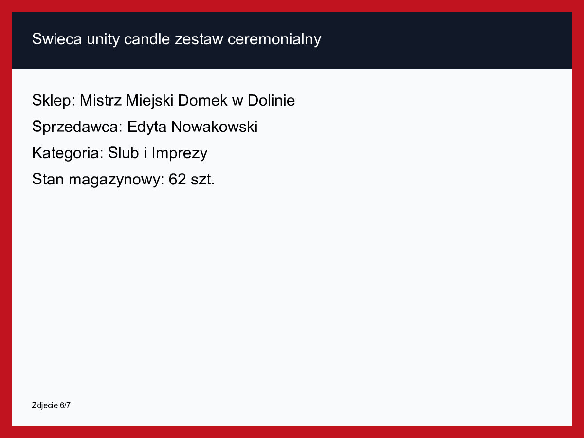 Świeca unity candle zestaw ceremonialny