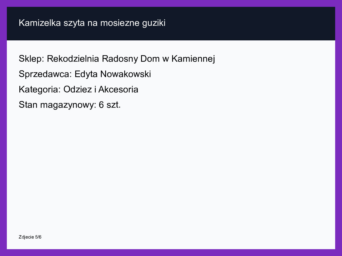 Kamizelka szyta na mosiężne guziki