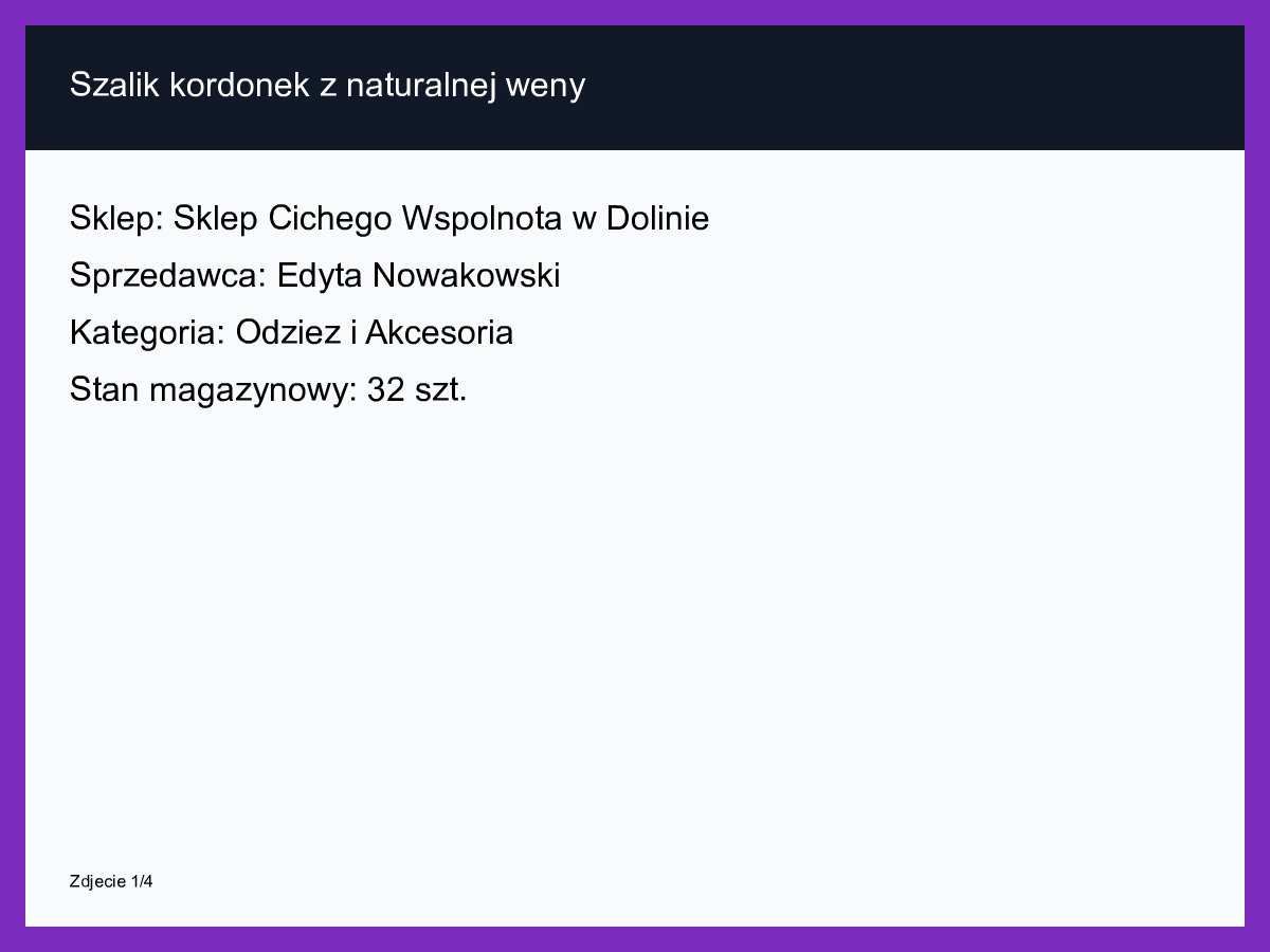 Szalik kordonek z naturalnej wełny