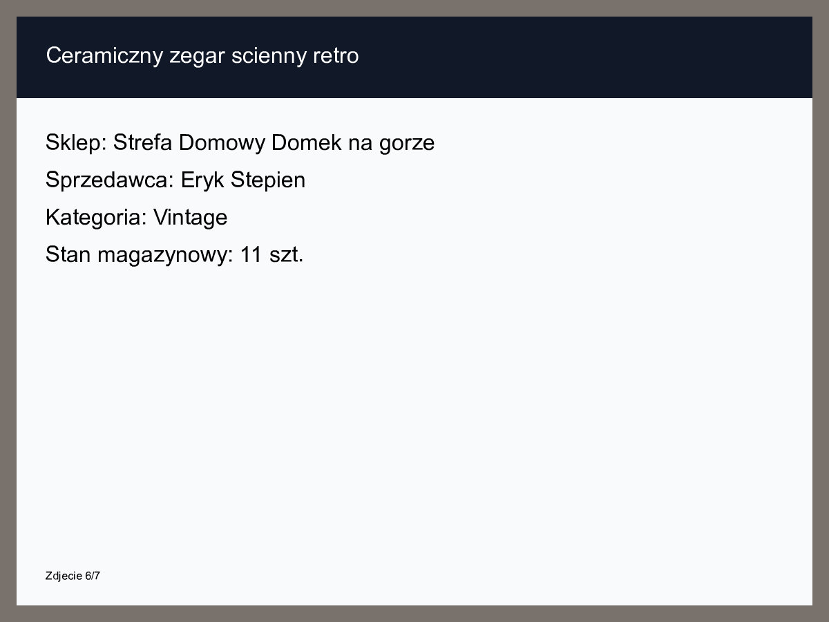 Ceramiczny zegar ścienny retro