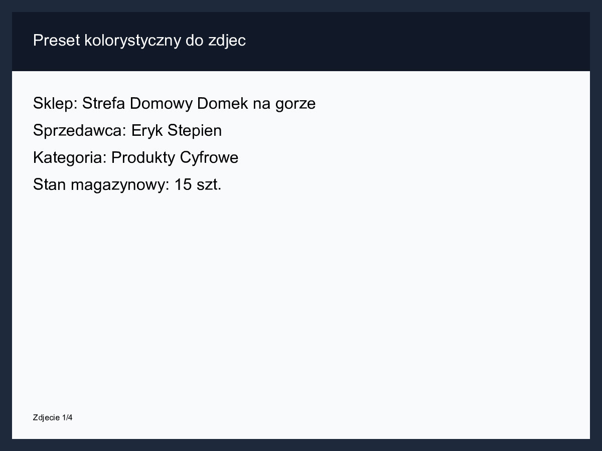 Preset kolorystyczny do zdjęć