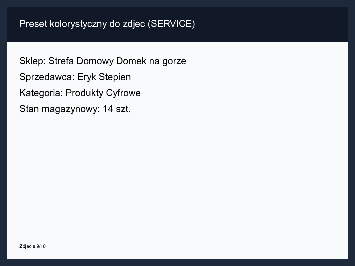 Preset kolorystyczny do zdjęć (SERVICE)
