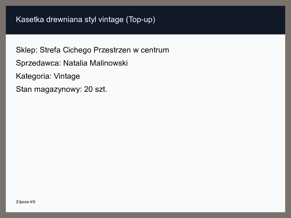 Kasetka drewniana styl vintage (Top-up)