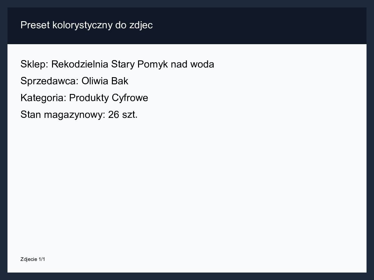 Preset kolorystyczny do zdjęć