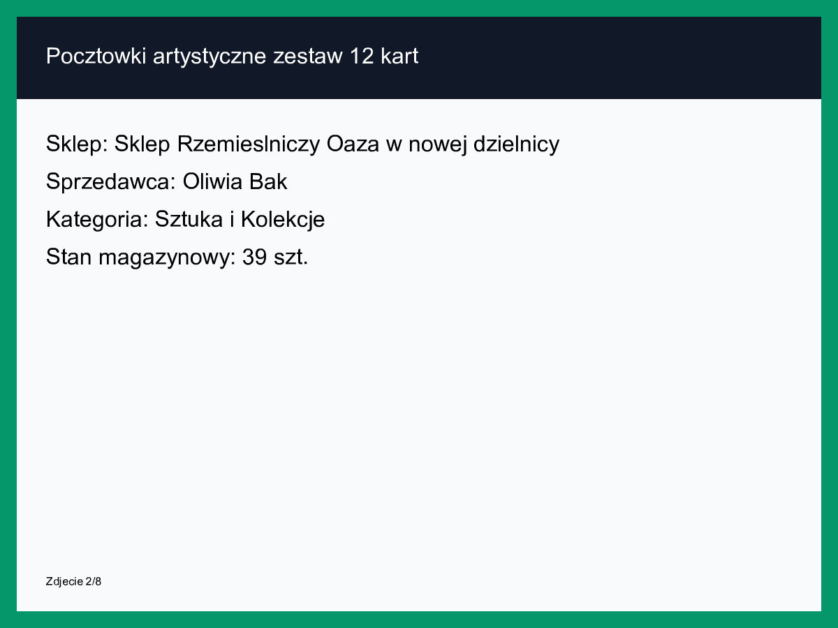 Pocztówki artystyczne zestaw 12 kart