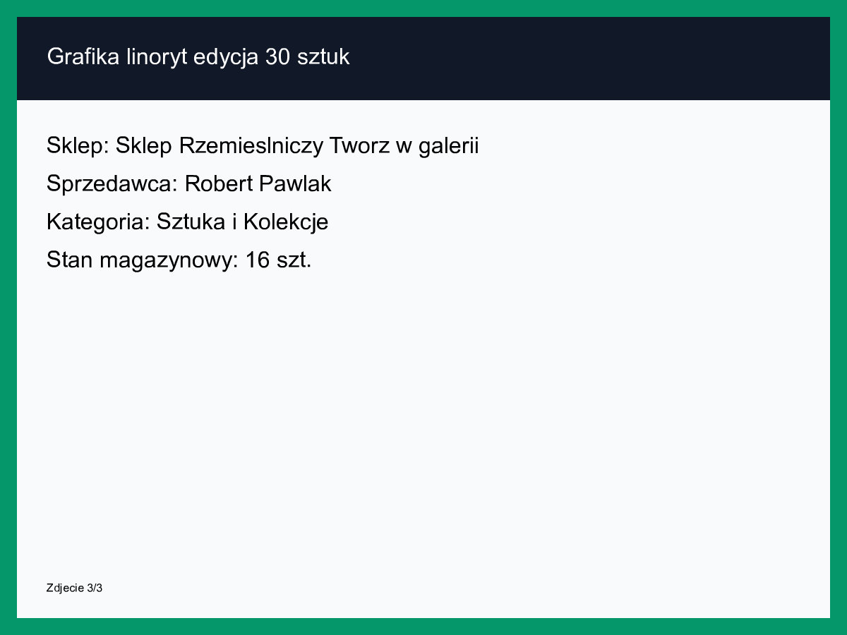 Grafika linoryt edycja 30 sztuk