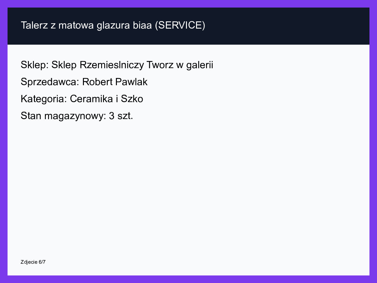 Talerz z matową glazurą białą (SERVICE)