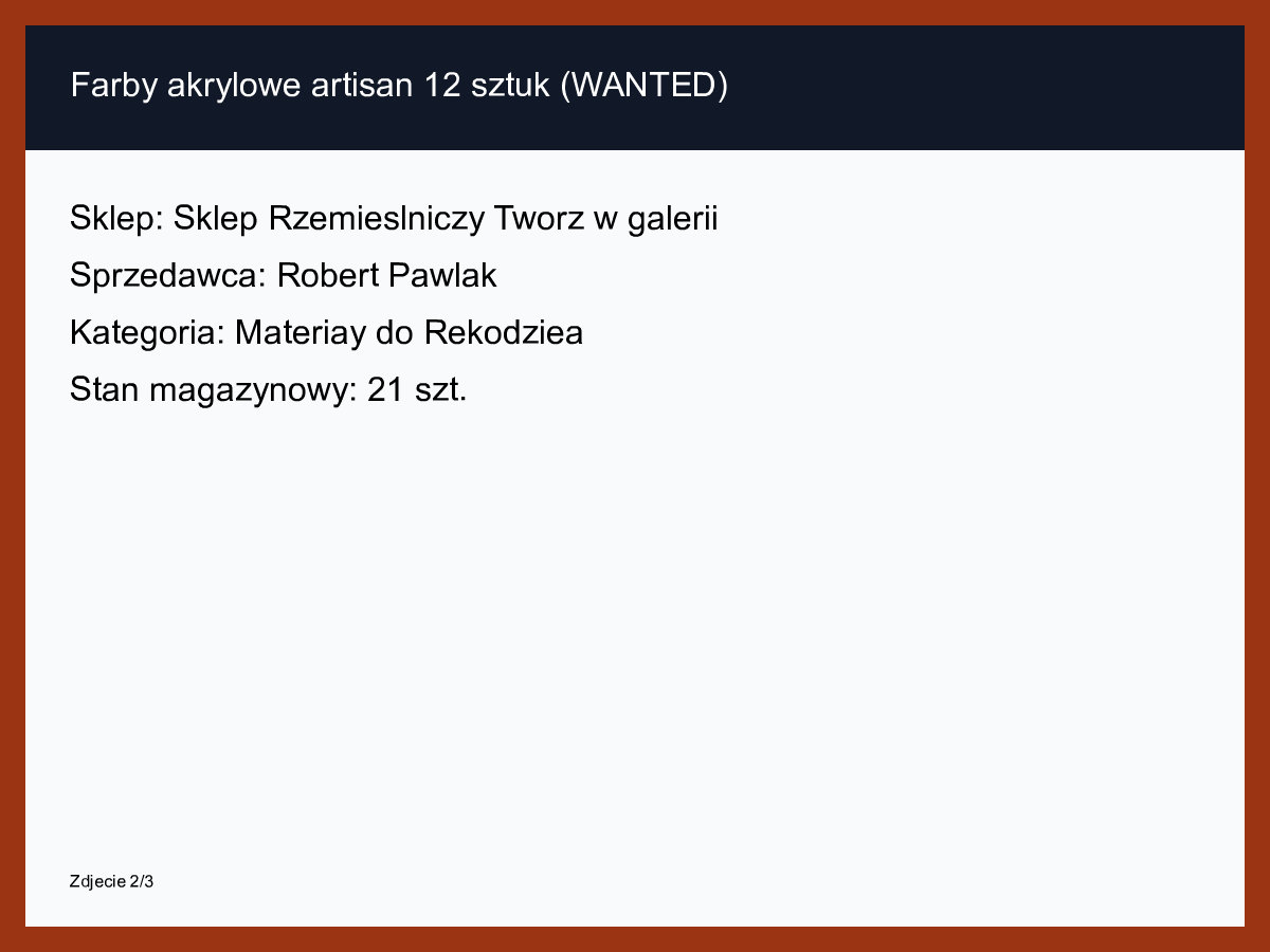 Farby akrylowe artisan 12 sztuk (WANTED)