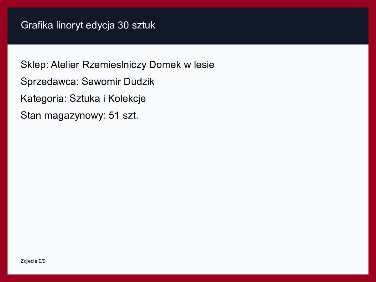 Grafika linoryt edycja 30 sztuk