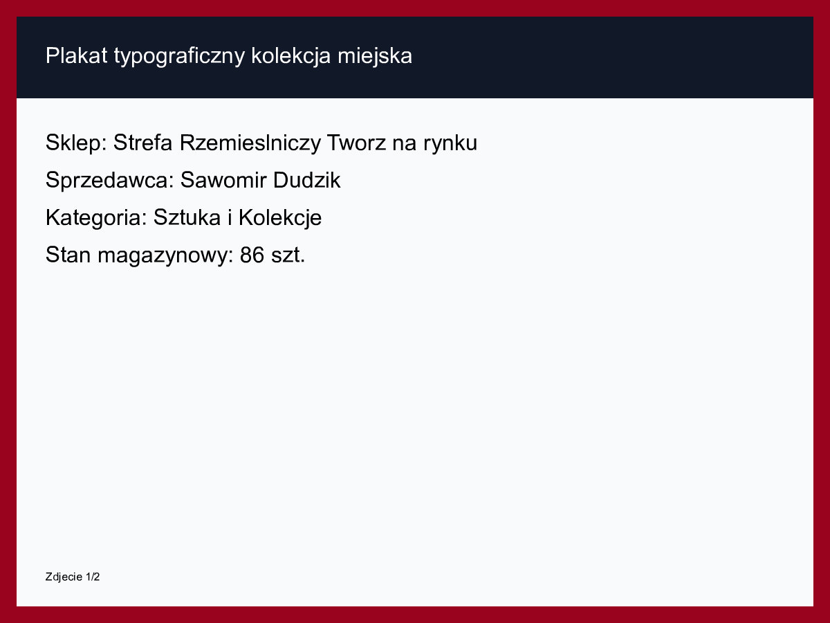 Plakat typograficzny kolekcja miejska