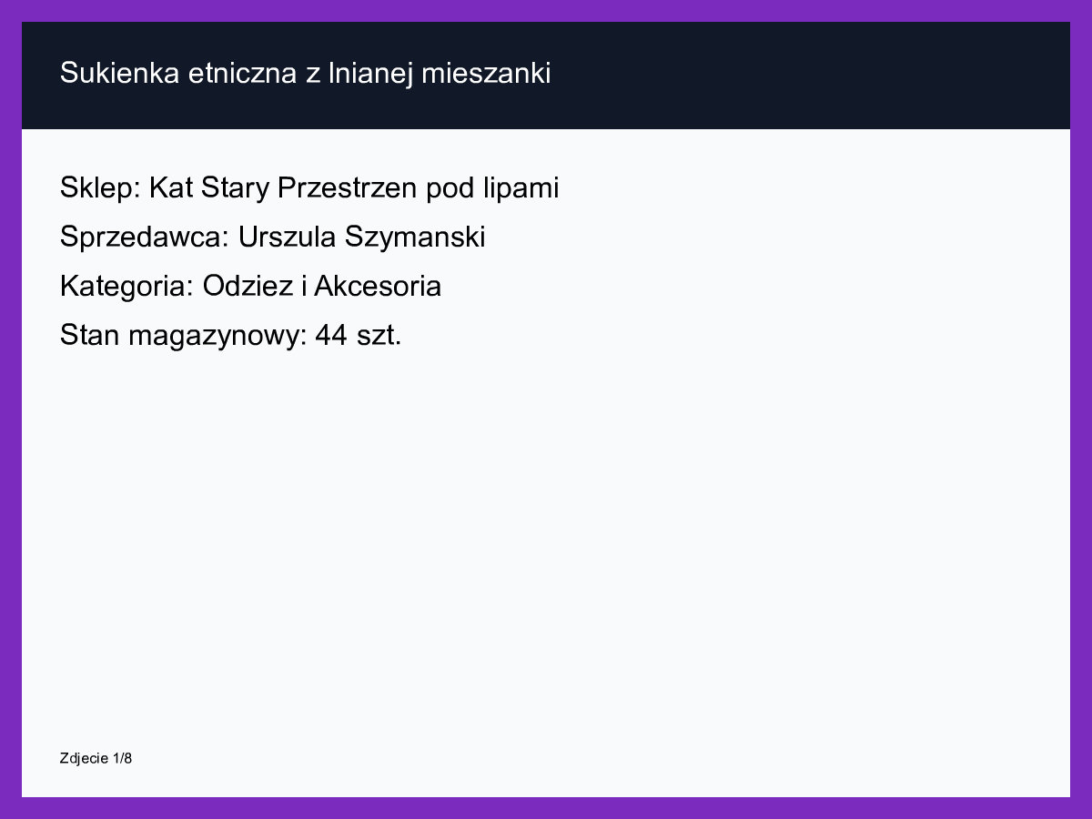 Sukienka etniczna z lnianej mieszanki