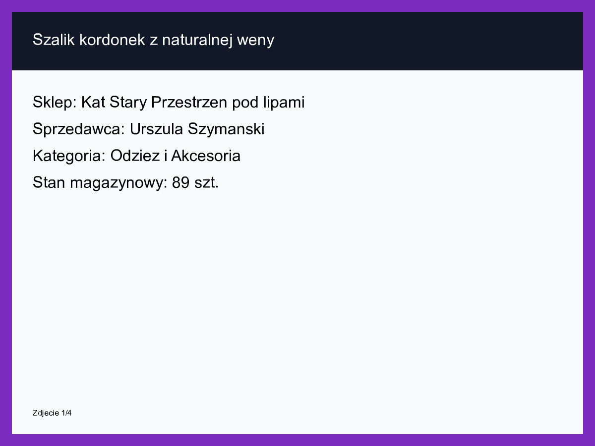 Szalik kordonek z naturalnej wełny