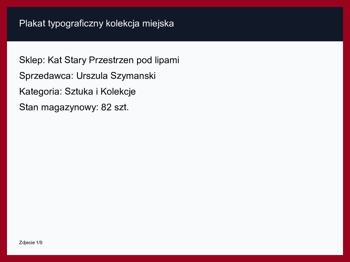 Plakat typograficzny kolekcja miejska