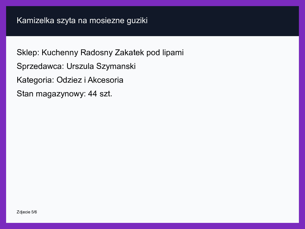 Kamizelka szyta na mosiężne guziki