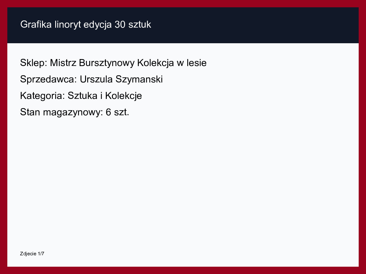 Grafika linoryt edycja 30 sztuk